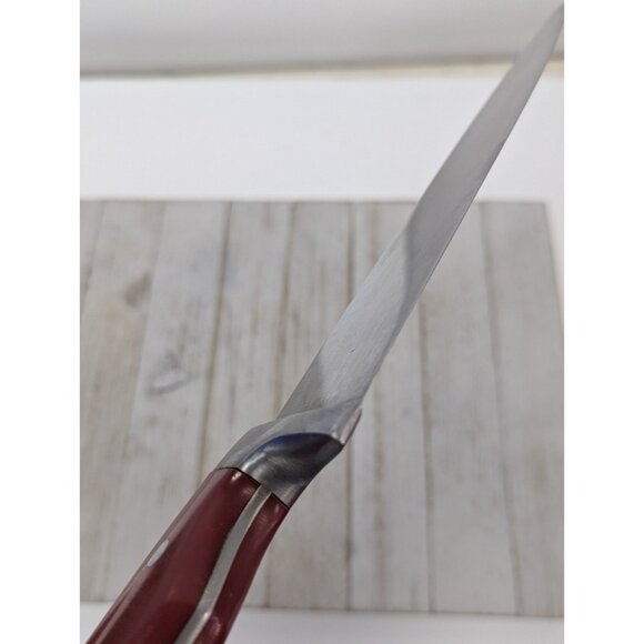 Paula Deen Chef Knife Stainless Steel Red Handle 8" Blade 13-1/2" Long - Picture 9 of 12
